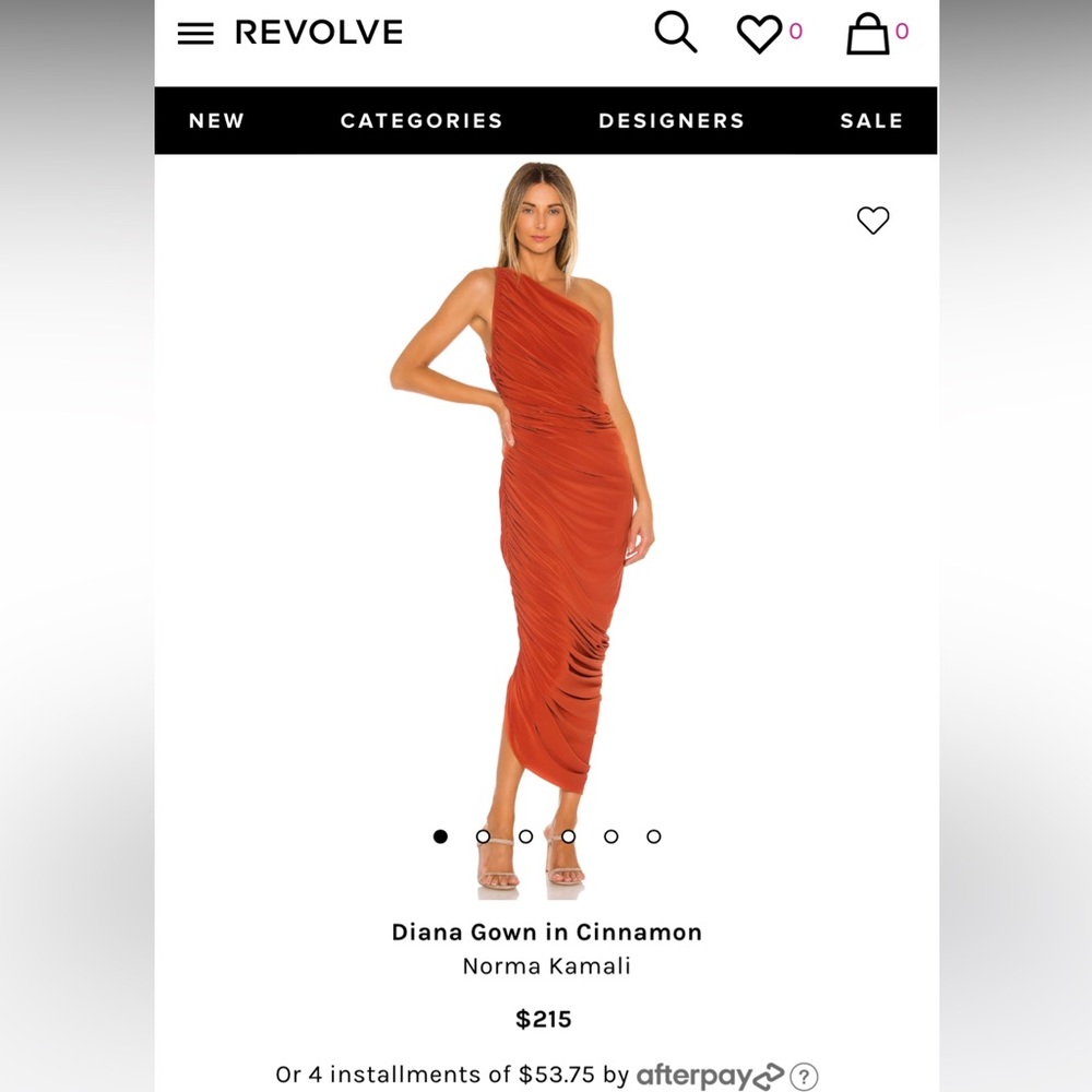 Norma Kamali One-Shoulder Draped Gown in Cinnamon Orange